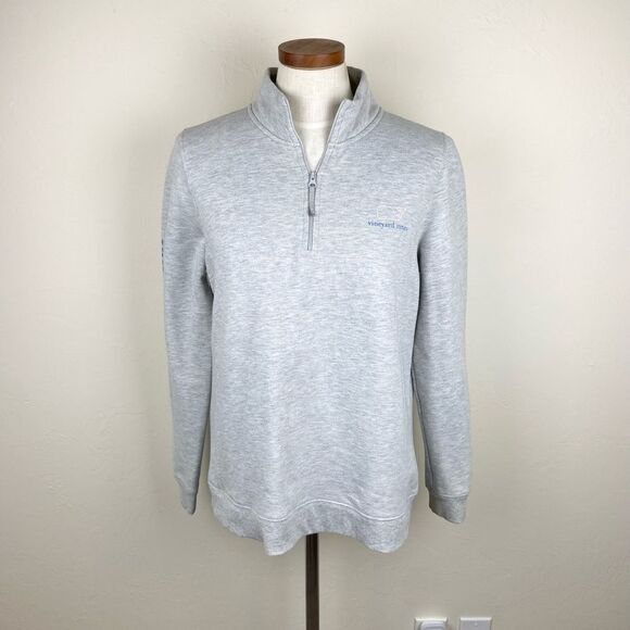 Vineyard Vines 1/4 Zip Pullover Graphic Sweater - Gray - Picture 1 of 6